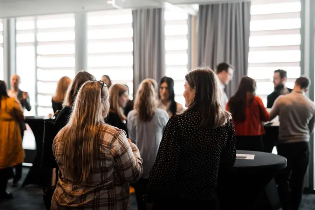 Group of students mingle. photo