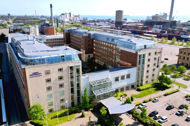 Campus Helsingborg foto från ovan. Foto. 