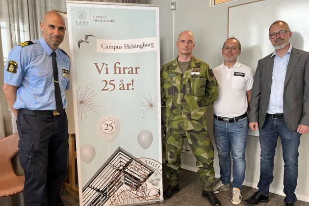 Fyra män på Campus Helsingborg
