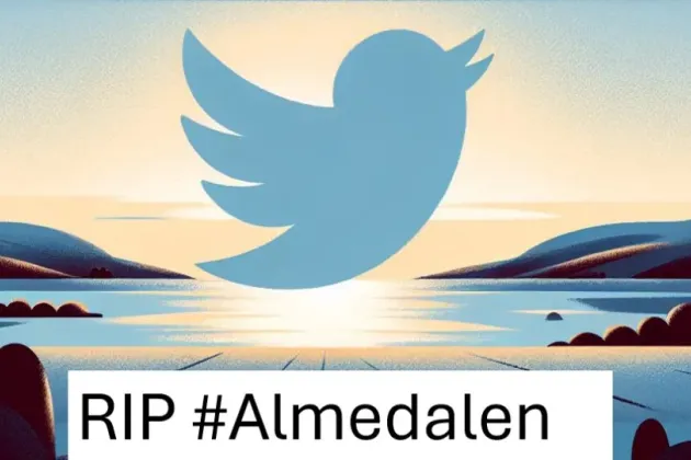 twitterfågel mot hav. AI genererad bild.